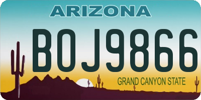 AZ license plate BOJ9866