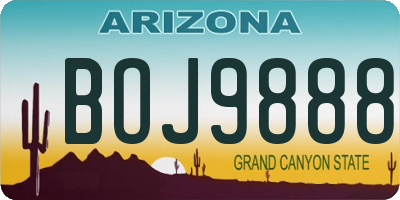 AZ license plate BOJ9888