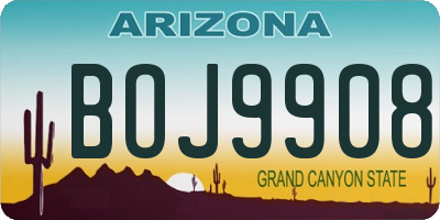 AZ license plate BOJ9908