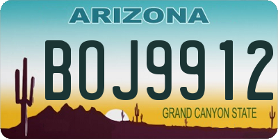 AZ license plate BOJ9912