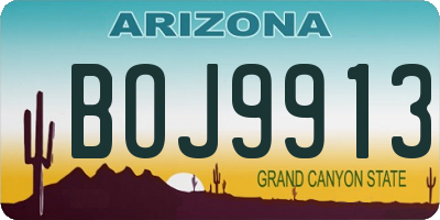 AZ license plate BOJ9913