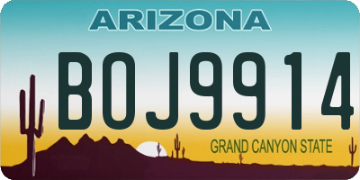 AZ license plate BOJ9914