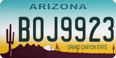 AZ license plate BOJ9923