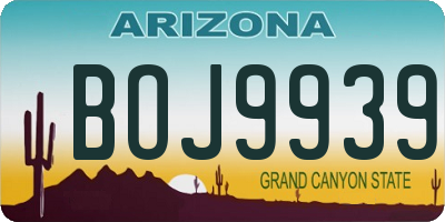 AZ license plate BOJ9939