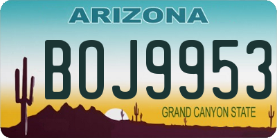 AZ license plate BOJ9953