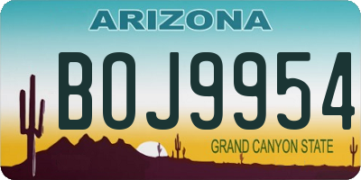 AZ license plate BOJ9954