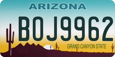 AZ license plate BOJ9962