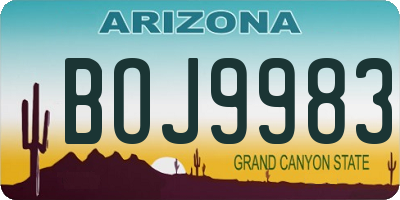 AZ license plate BOJ9983