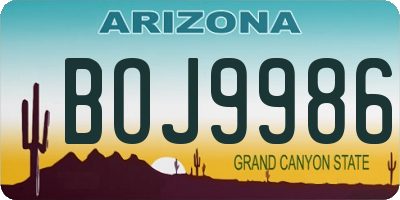 AZ license plate BOJ9986