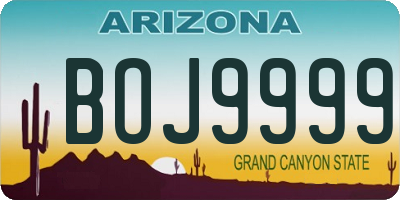 AZ license plate BOJ9999