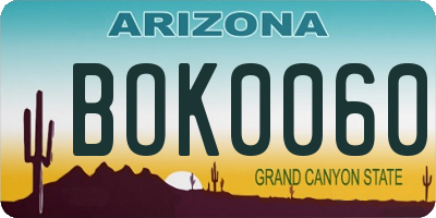 AZ license plate BOK0060