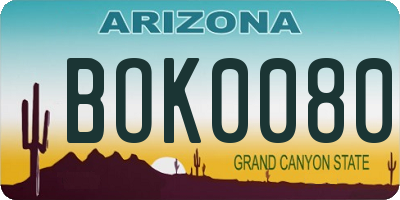 AZ license plate BOK0080