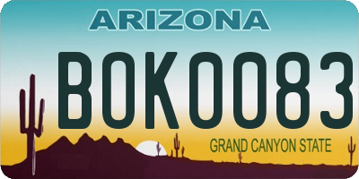 AZ license plate BOK0083