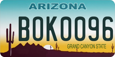 AZ license plate BOK0096
