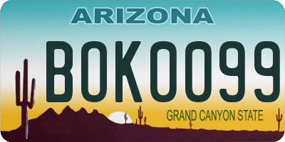 AZ license plate BOK0099