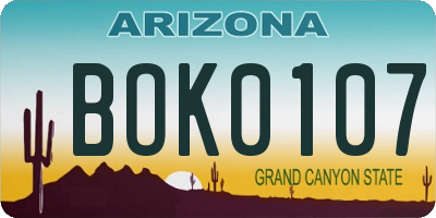 AZ license plate BOK0107