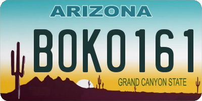 AZ license plate BOK0161