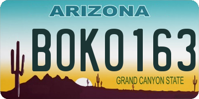 AZ license plate BOK0163