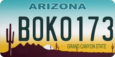 AZ license plate BOK0173