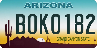 AZ license plate BOK0182
