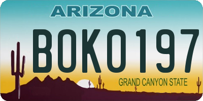 AZ license plate BOK0197