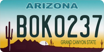 AZ license plate BOK0237