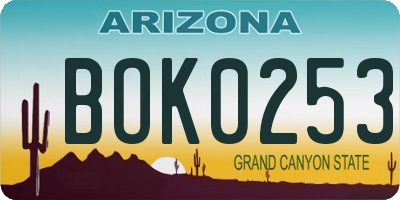 AZ license plate BOK0253