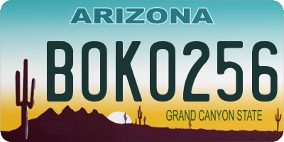 AZ license plate BOK0256