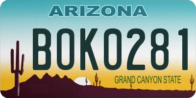 AZ license plate BOK0281