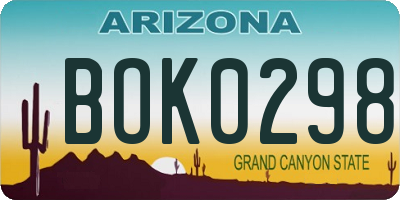 AZ license plate BOK0298