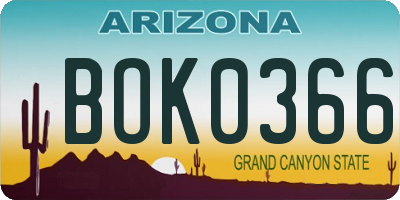AZ license plate BOK0366