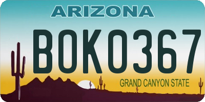 AZ license plate BOK0367