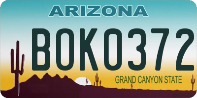 AZ license plate BOK0372