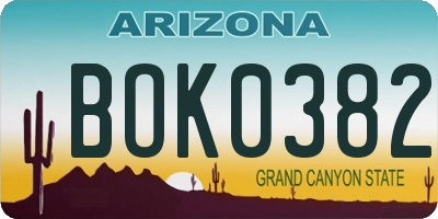 AZ license plate BOK0382