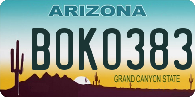 AZ license plate BOK0383