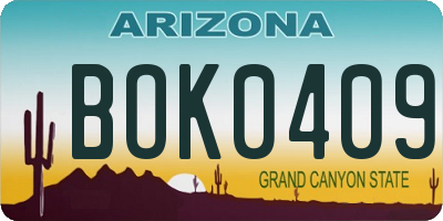 AZ license plate BOK0409