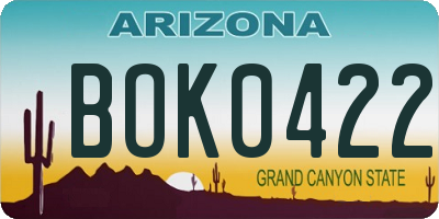 AZ license plate BOK0422