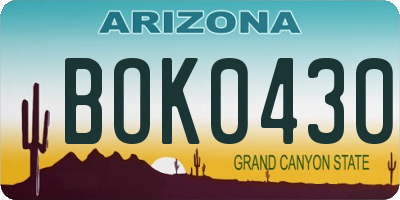 AZ license plate BOK0430