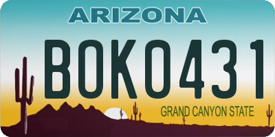 AZ license plate BOK0431
