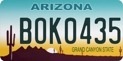 AZ license plate BOK0435