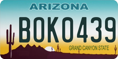 AZ license plate BOK0439