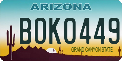 AZ license plate BOK0449