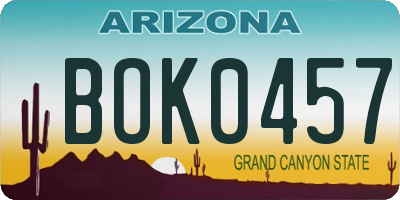 AZ license plate BOK0457