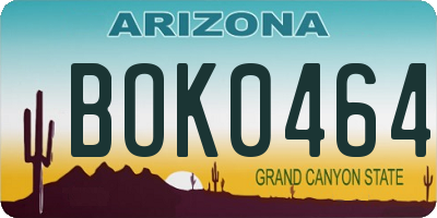 AZ license plate BOK0464