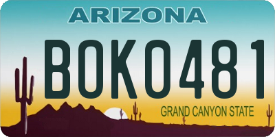 AZ license plate BOK0481