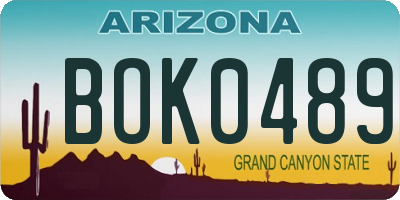 AZ license plate BOK0489