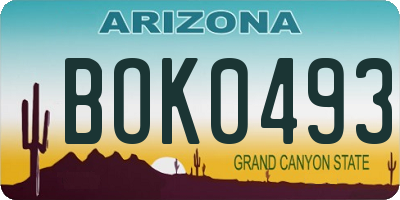 AZ license plate BOK0493