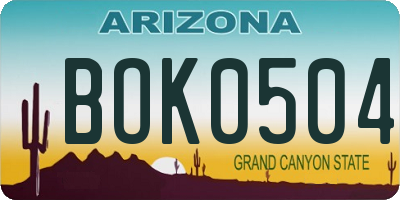 AZ license plate BOK0504