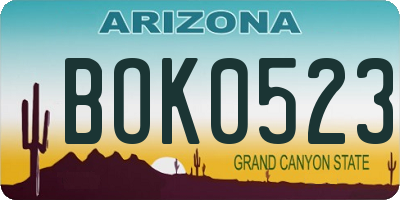 AZ license plate BOK0523