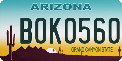 AZ license plate BOK0560